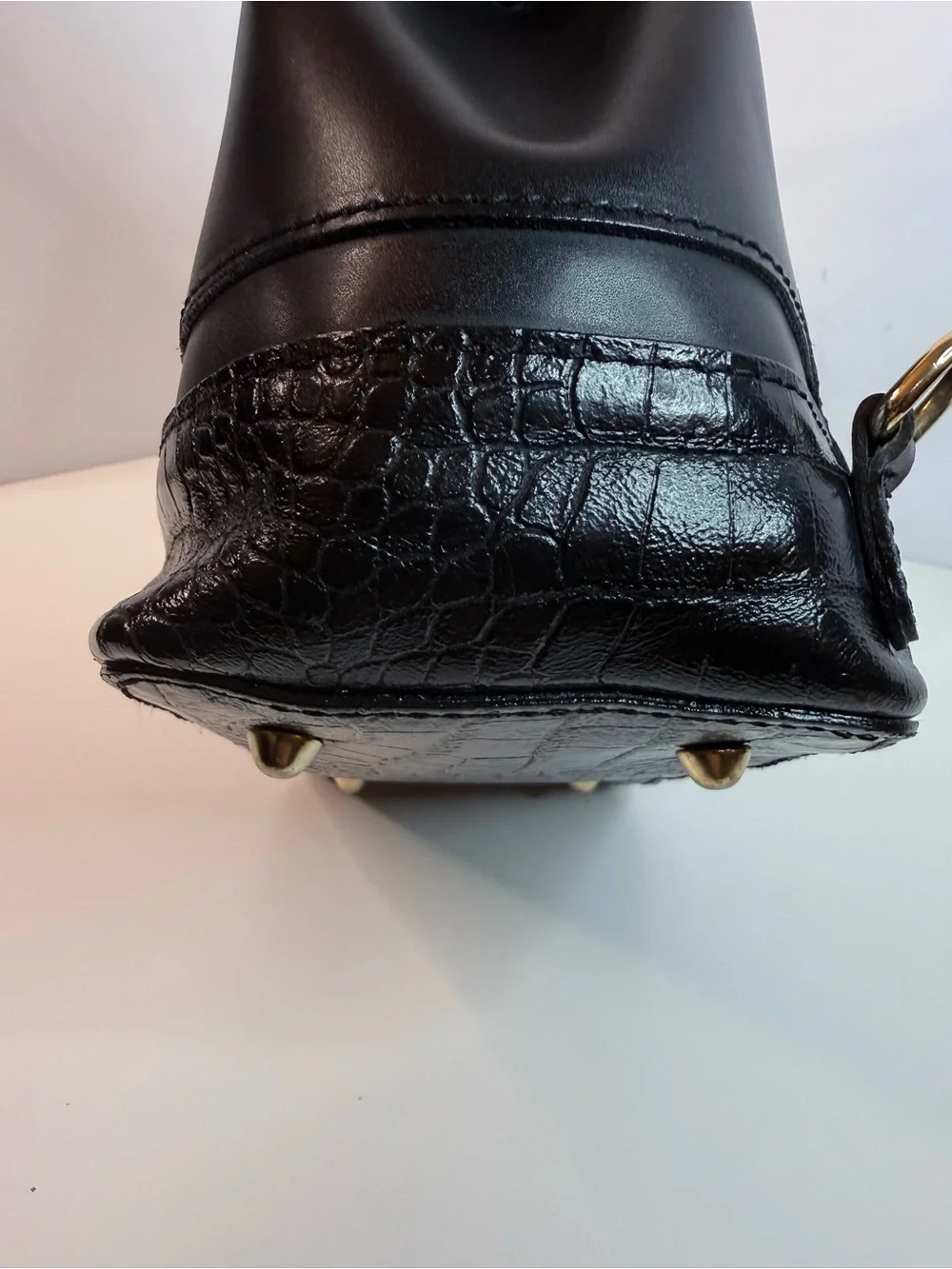 House of Harlow 1960 Black Croc-Embossed Convertible Backpack Handbag